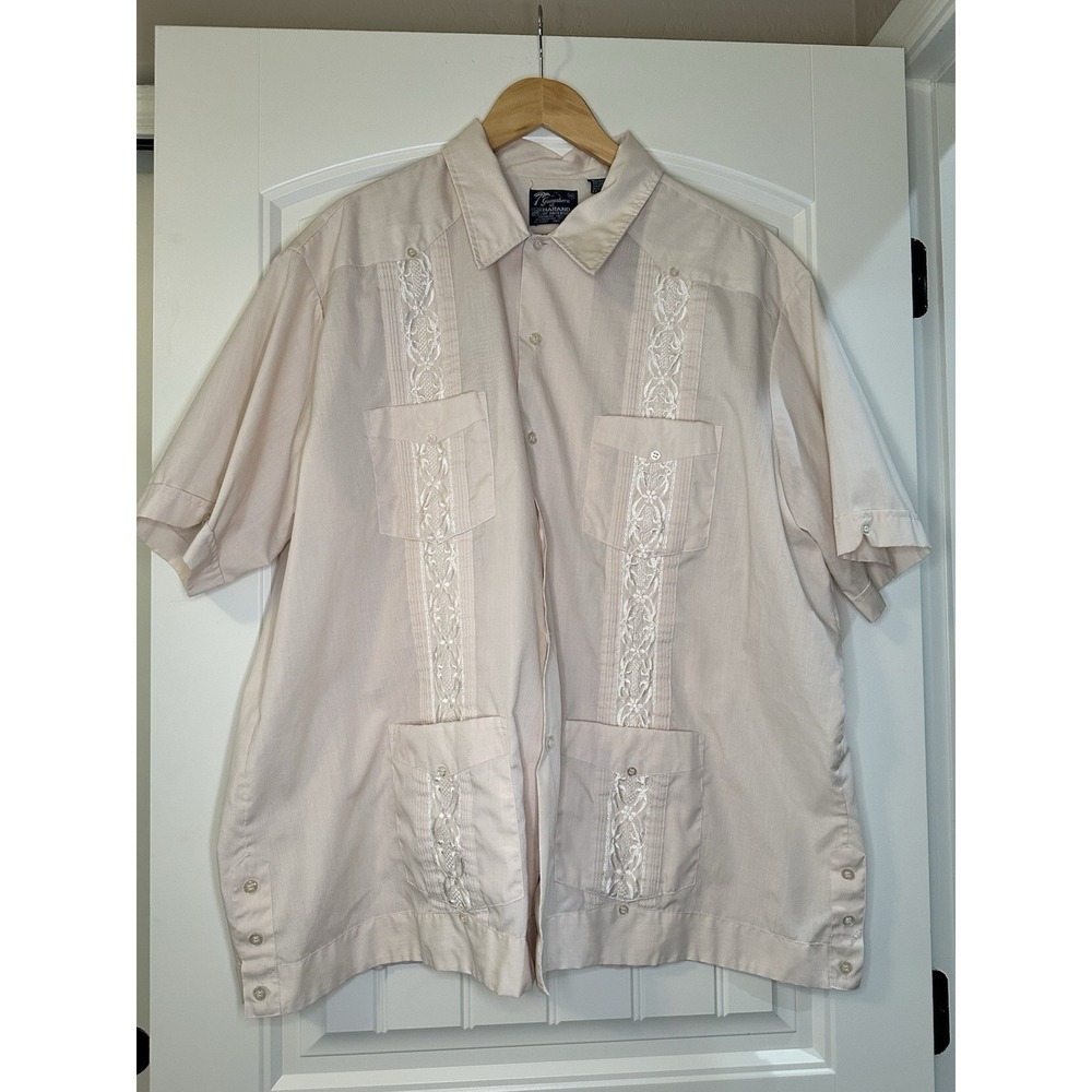 GentlemansCollection‎ Guayabera Vintage Embroidered Traditional Shirt 2XL